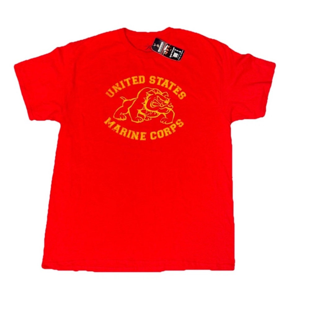 US Military Officially Licensed Marines T-Shirt Red Bulldog 100% Cotton Large L
